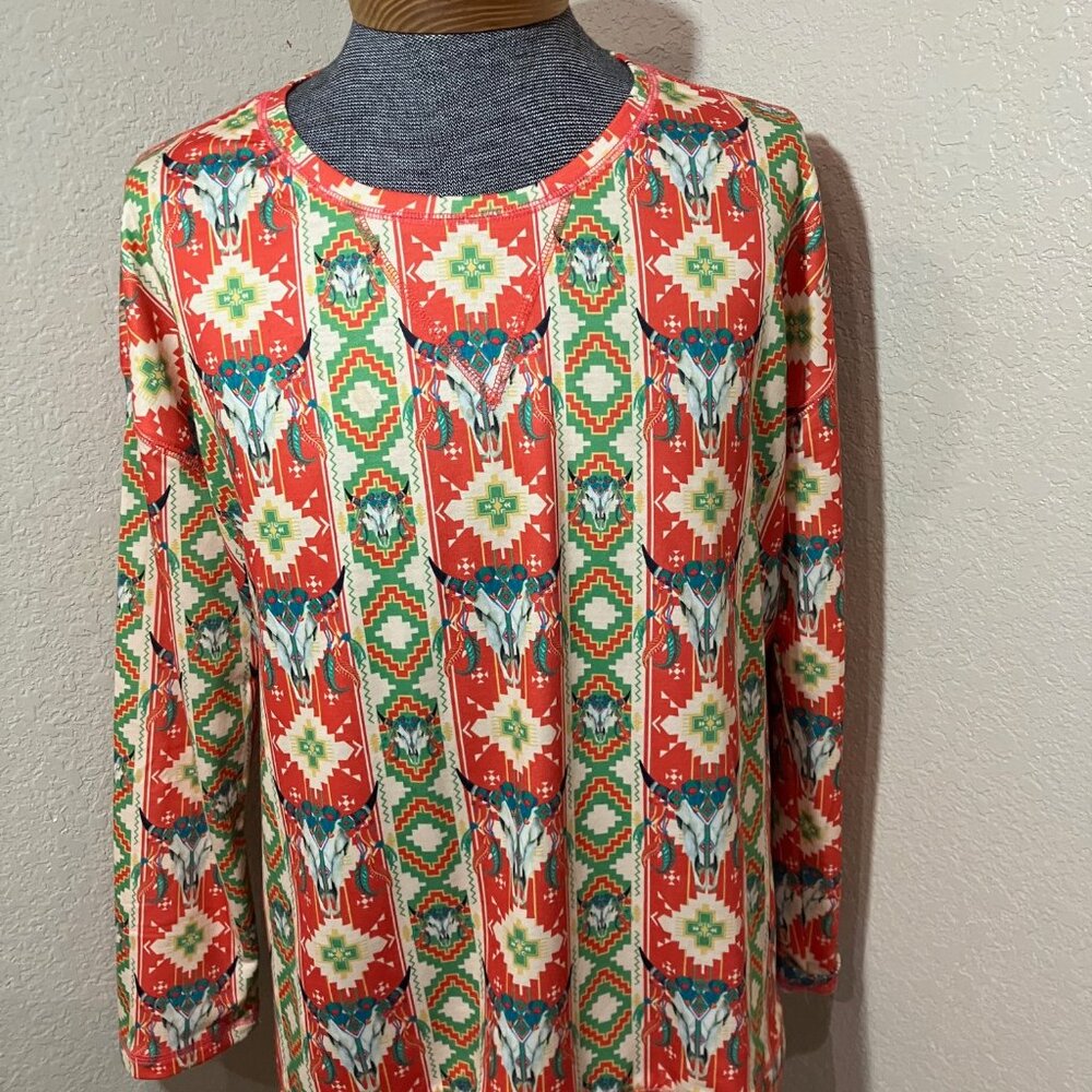 L&B Lucky & Blessed‎ Western Pullover Tunic Womens Size L